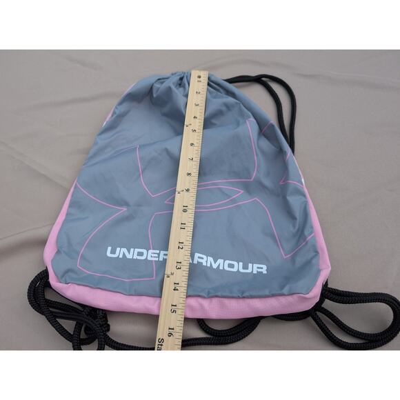 Under Armour Pink And Gray Draw String Gym Bag - Picture 3 of 4